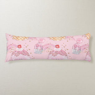Kawaii Cute Cakes with Cherries – Pastel Purple Body Pillow