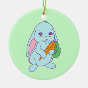 Kawaii Cute Cartoon Bunny Rabbit Carrot Ceramic Ornament