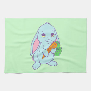 Kawaii Cute Cartoon Bunny Rabbit Carrot Kitchen Towel