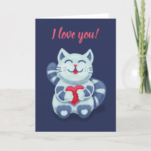 Kawaii Cute Cat I Love You Holiday Card
