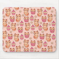 Kawaii Cute Cats and Cupcakes Pink Pattern