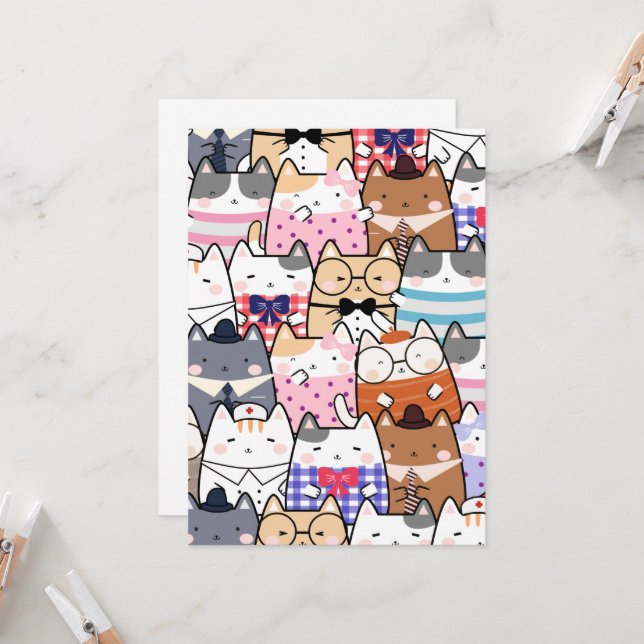 Kawaii Cute Cats Invitation (Front/Back In Situ)