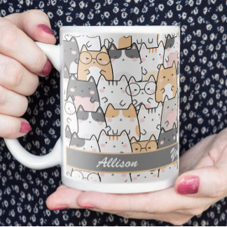 Kawaii Cute Cats Pattern Personalized  Coffee Mug