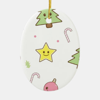Kawaii Cute Christmas Design Ceramic Ornament