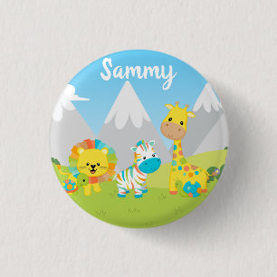 Kawaii Cute Colourful Animal Friends Kids Nursery 1 Inch Round Button