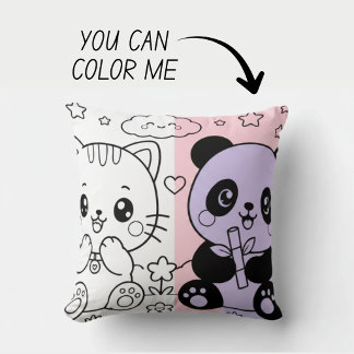 Kawaii Cute Colouring Book Pillow