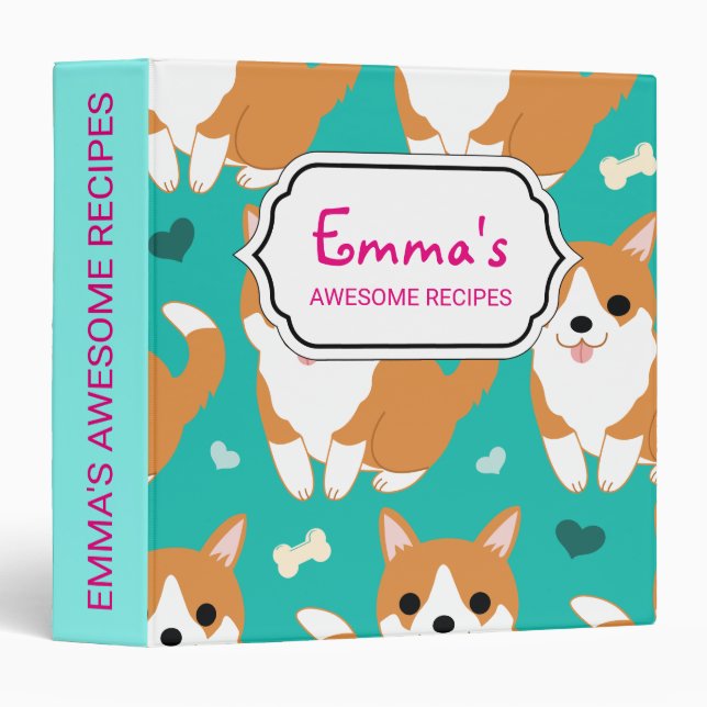 Kawaii Cute Corgi dog simple illustration pattern Binder (Front/Spine)