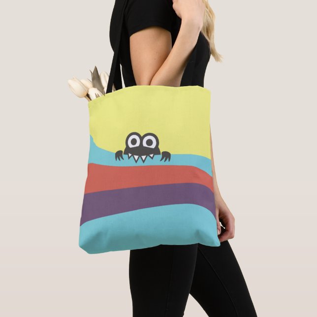 Kawaii Cute Creature Rainbow Colourful Tote Bag (Close Up)