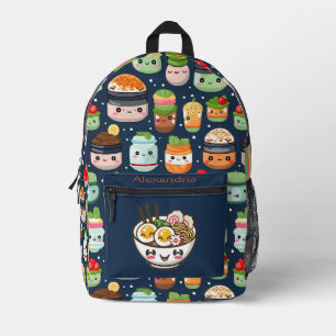 Kawaii Cute Custom Ramen Cat Printed Backpack