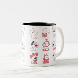 kawaii cute dog design Two-Tone coffee mug