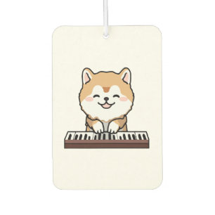 Kawaii Cute Dog Playing Piano Keyboard Air Freshener