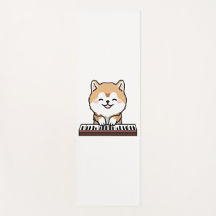 Kawaii Cute Dog Playing Piano Keyboard Yoga Mat