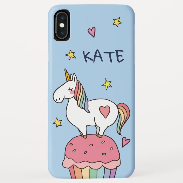 Kawaii Cute Doodle Rainbow Unicorn and Stars Case-Mate iPhone Case (Back)