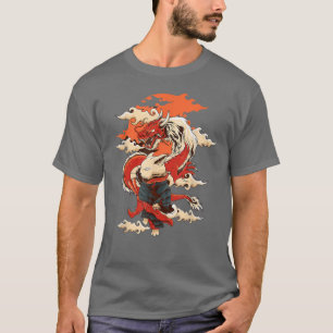Kawaii Cute Dragon and Ramen Cat Japanese Art  T-Shirt