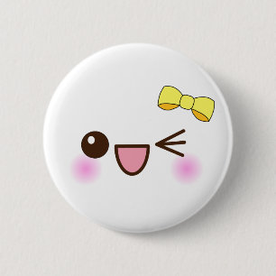 kawaii cute face 2 inch round button
