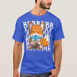 kawaii cute fox drinking boba tea bubble tea for a T-Shirt
