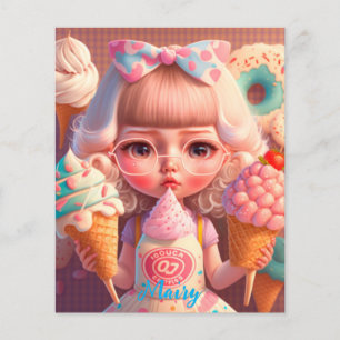 Kawaii cute girl with ice creams