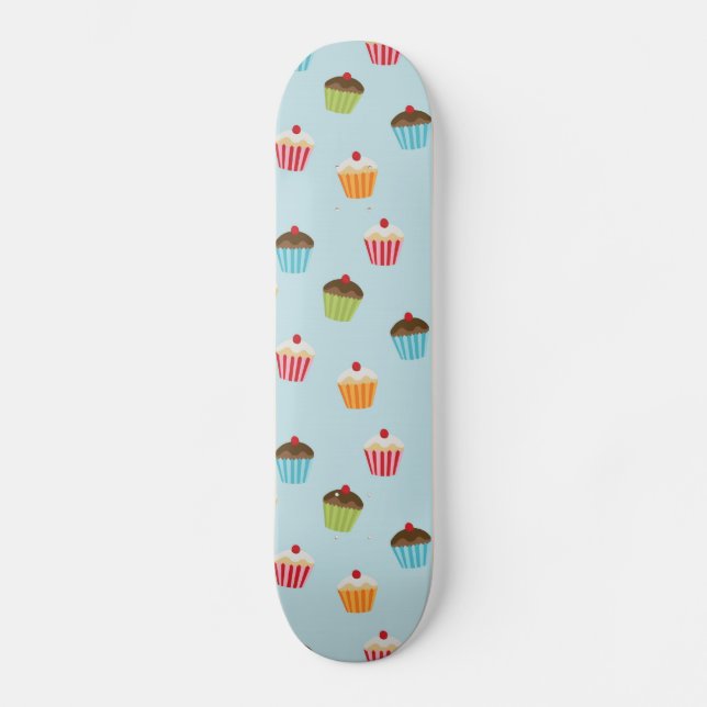 Kawaii cute girly cupcake cupcakes foodie pattern skateboard (Front)