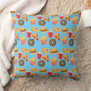 Kawaii Cute Junk Food  Throw Pillow