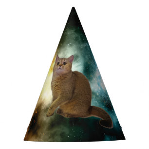 Kawaii Cute Little Kitty Kitten Cats. In Space. Party Hat