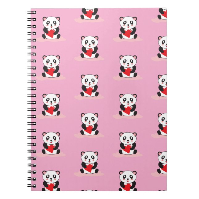 kawaii cute panda kids's back to school stationary notebook (Front)