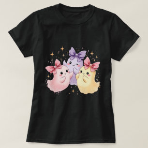 Kawaii Cute Pastel Ghosts with Bows T-Shirt