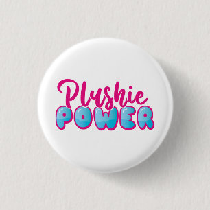 Kawaii Cute Pink Blue Plushie Power 1 Inch Round Button