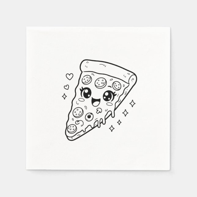 Kawaii cute pizza slice colouring napkin (Front)