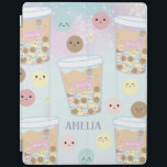 Kawaii Cute Rainbow Bubble Pearl Milk Tapioca Tea iPad Cover<br><div class="desc">Personalize this super adorable kawaii bubble tea (pearl milk tea) ipad cover with your name!  A great gift idea!  Featuring cute popping bubbles and a whimsical rainbow background.  (c) The Happy Cat Studio.</div>
