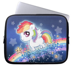 Kawaii cute rainbow pony with star galaxy laptop sleeve