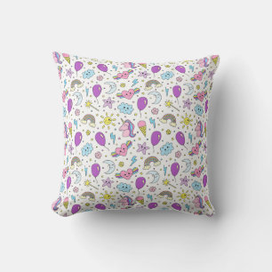 Kawaii Cute Seamless Pattern  Throw Pillow