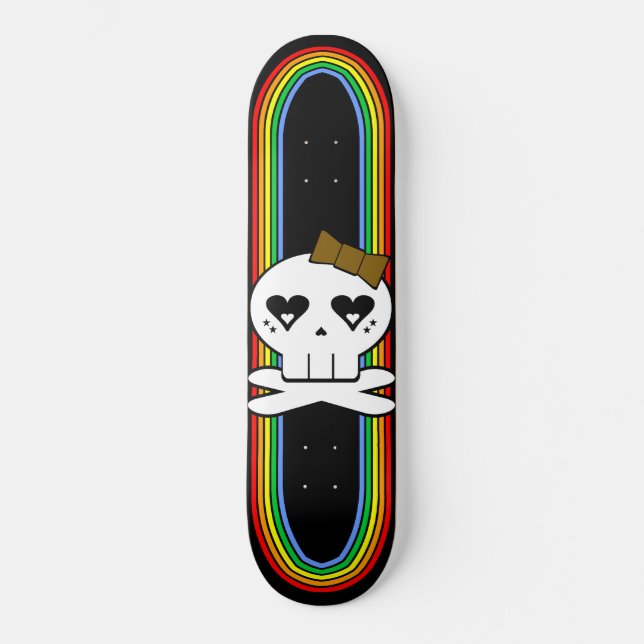 KAWAII CUTE SKULL RAINBOW DECK SKATEBOARD (Front)