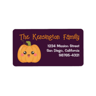 Kawaii Cute Smile Pumpkin Custom Halloween Address Label