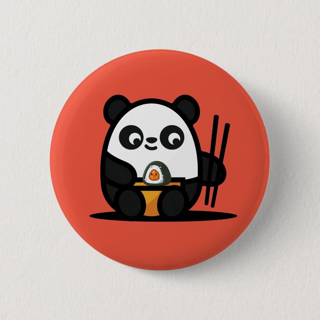 Kawaii Cute Sushi Panda  2 Inch Round Button (Front)