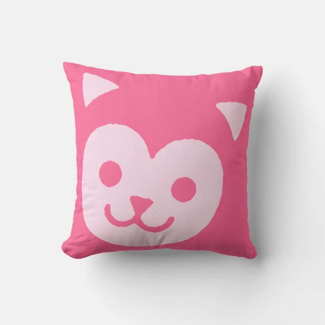 Kawaii Cute Sweet Kitty Cat Face Throw Pillow (Front)