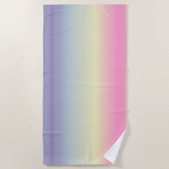kawaii cute unicorn pink pastel rainbow colours beach towel (Front)