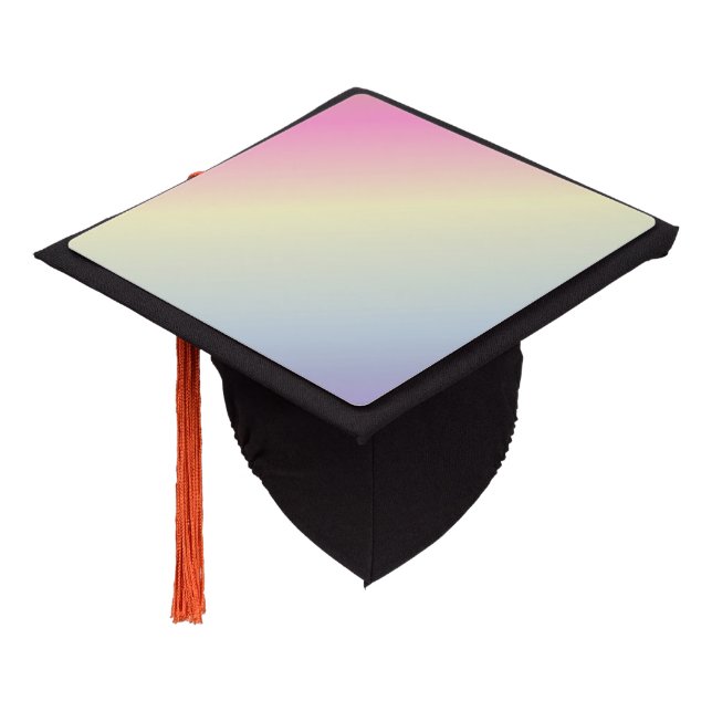 kawaii cute unicorn pink pastel rainbow colours graduation cap topper (Angled)