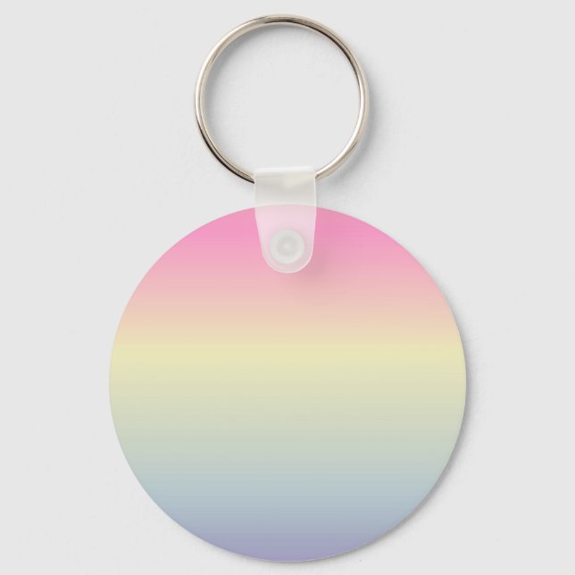 kawaii cute unicorn pink pastel rainbow colours keychain (Front)