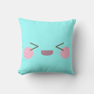 Kawaii Cute Very Happy Face Throw Pillow