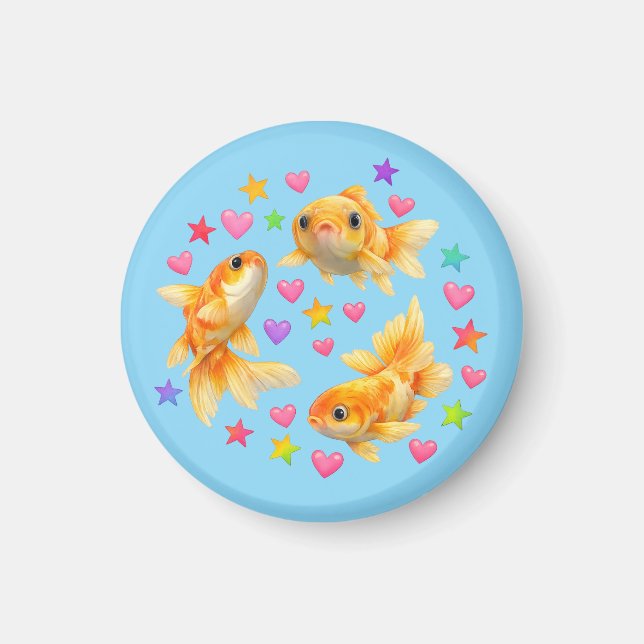 kawaii cute y2k rainbow goldfish  magnet (Front)
