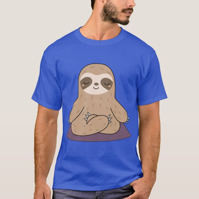 Kawaii Cute Yoga Meditating Sloth friend T-Shirt (Front)
