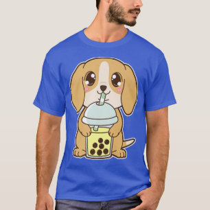 Kawaii Cute Zodiac Boba Dog Yellow Bubble Pearl Mi T-Shirt