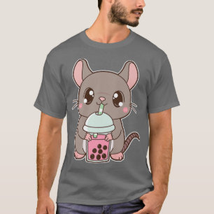 Kawaii Cute Zodiac Boba Rat Strawberry Rose Bubble T-Shirt