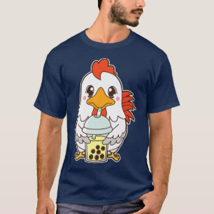 Kawaii Cute Zodiac Boba Rooster Banana Bubble Milk T-Shirt