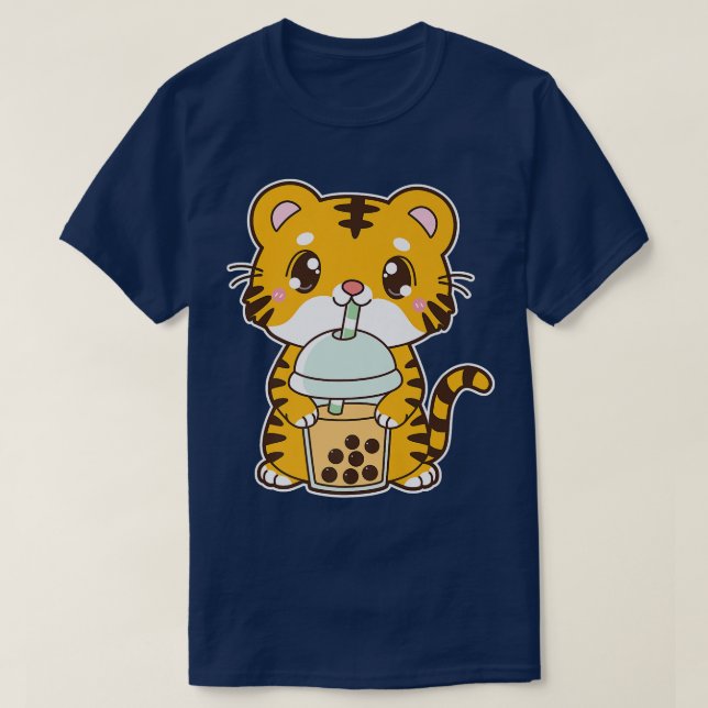 Kawaii Cute Zodiac Boba Tiger Mango Bubble Pearl M T-Shirt (Design Front)