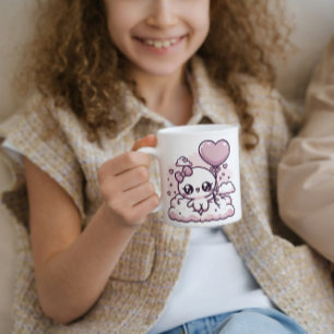 Kawaii Cutie with a Heart Balloon Coffee Mug
