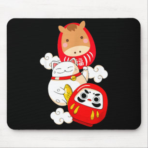 Kawaii Daruma Japanese New Year 2026 Year Of The H Mouse Pad