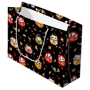 Kawaii daruma pattern large gift bag