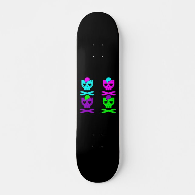 KAWAII DEATHROCK SKULLS MULTICOLOUR SKATEBOARD (Front)