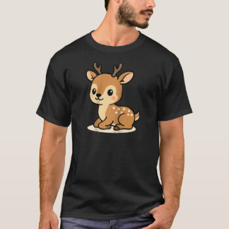Kawaii Deer Cartoon Cute Woodland Fawn Illustratio T-Shirt